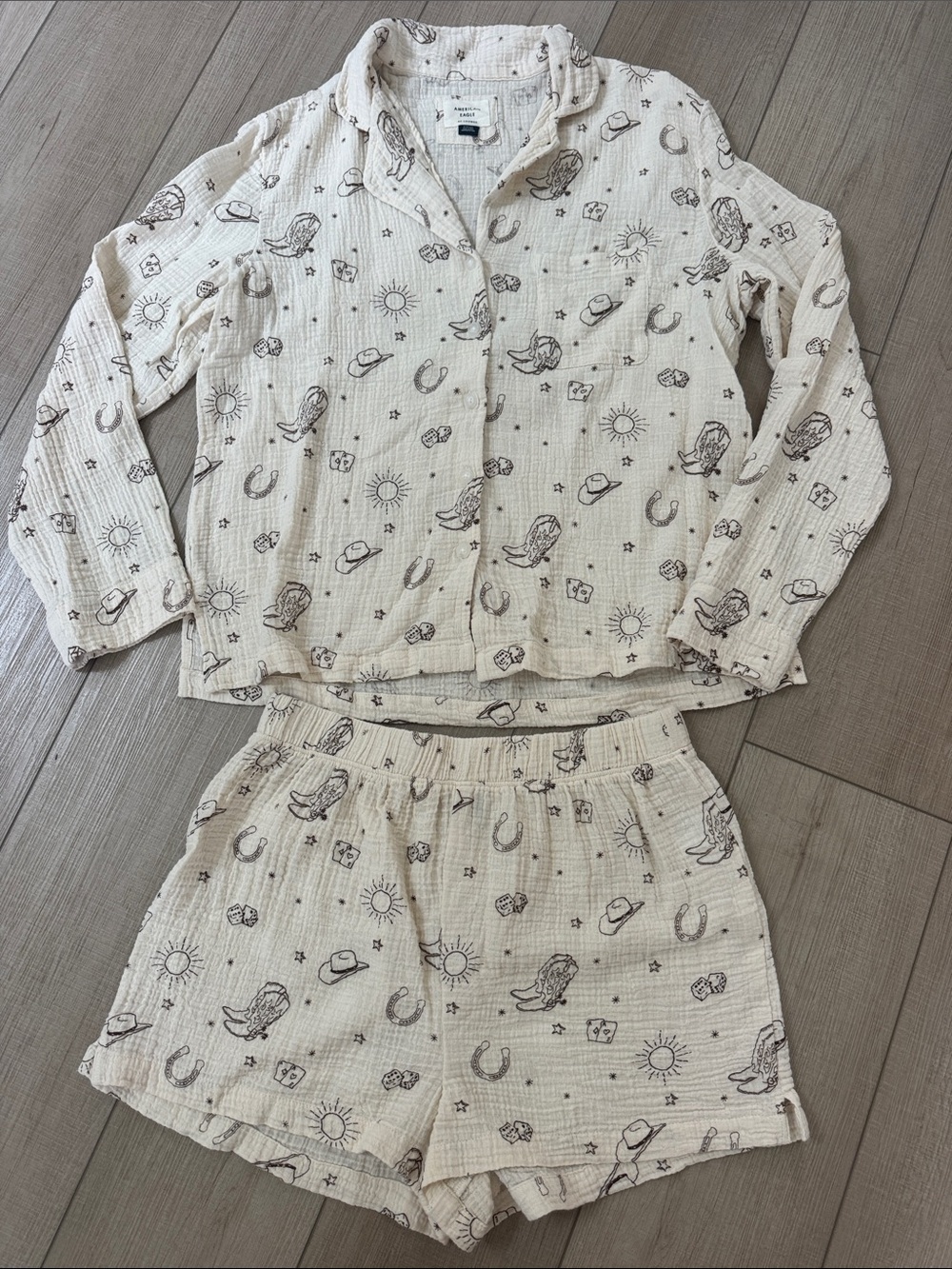 American Eagle western print  two piece lounge pajama set size small brand new
